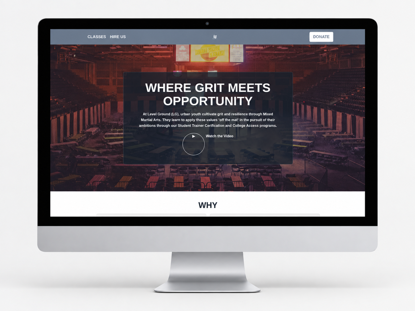 Level Ground website shown on desktop